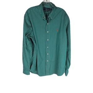 Ralph Lauren mens shirt XL classic fit green and white cotton EUC preppy Luxury